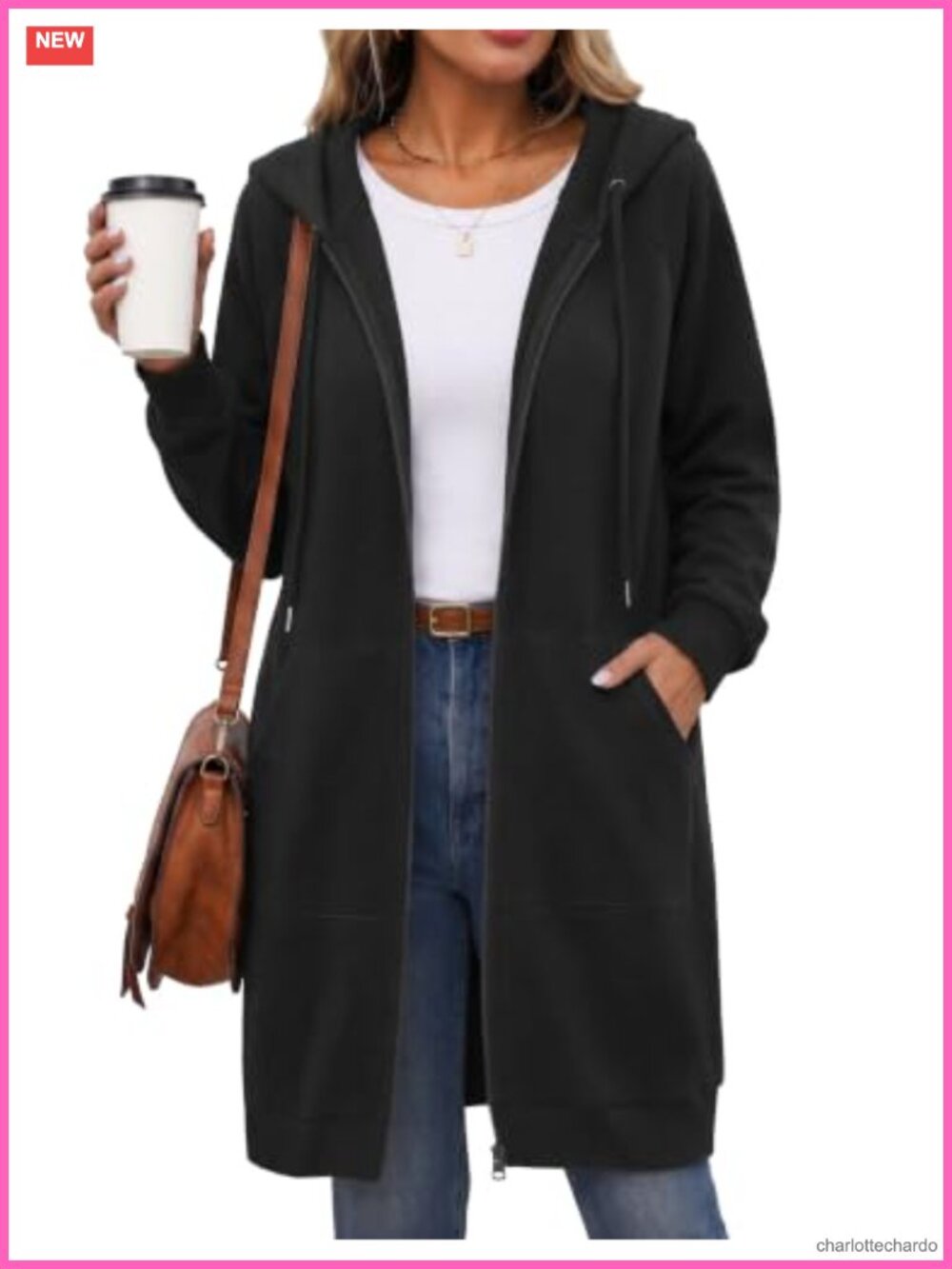 Oversized Fleece Zip Up Hoodie Long Tunic Sweatshirt Women Winter Jacket